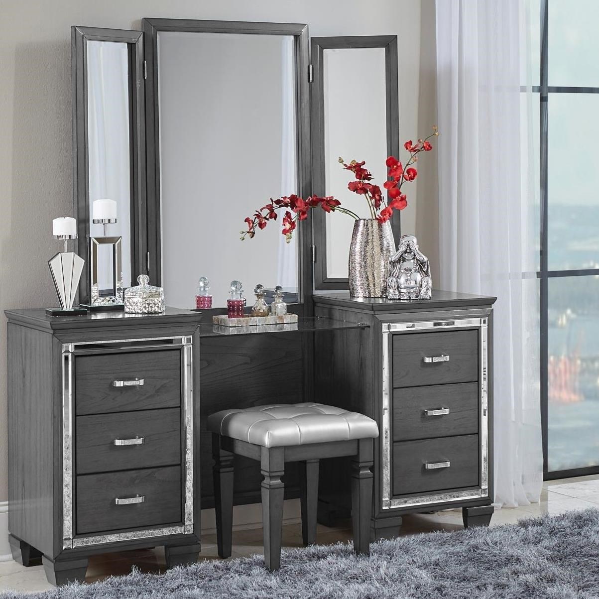 Homelegance Furniture Allura 1916GY 14 Glam Vanity Stool with